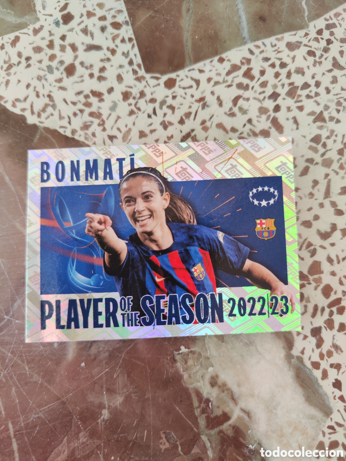 Cromos de f&uacute;tbol: Topps champions league 23 24 sin pegar 27 Barcelona Aitana Bonmat&iacute; Player of the season