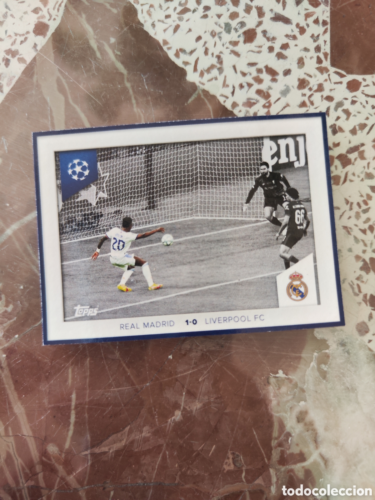 Cromos de f&uacute;tbol: Topps champions league 23 24 sin pegar 687 Real Madrid 1-0 Liverpool Vinicius Jr