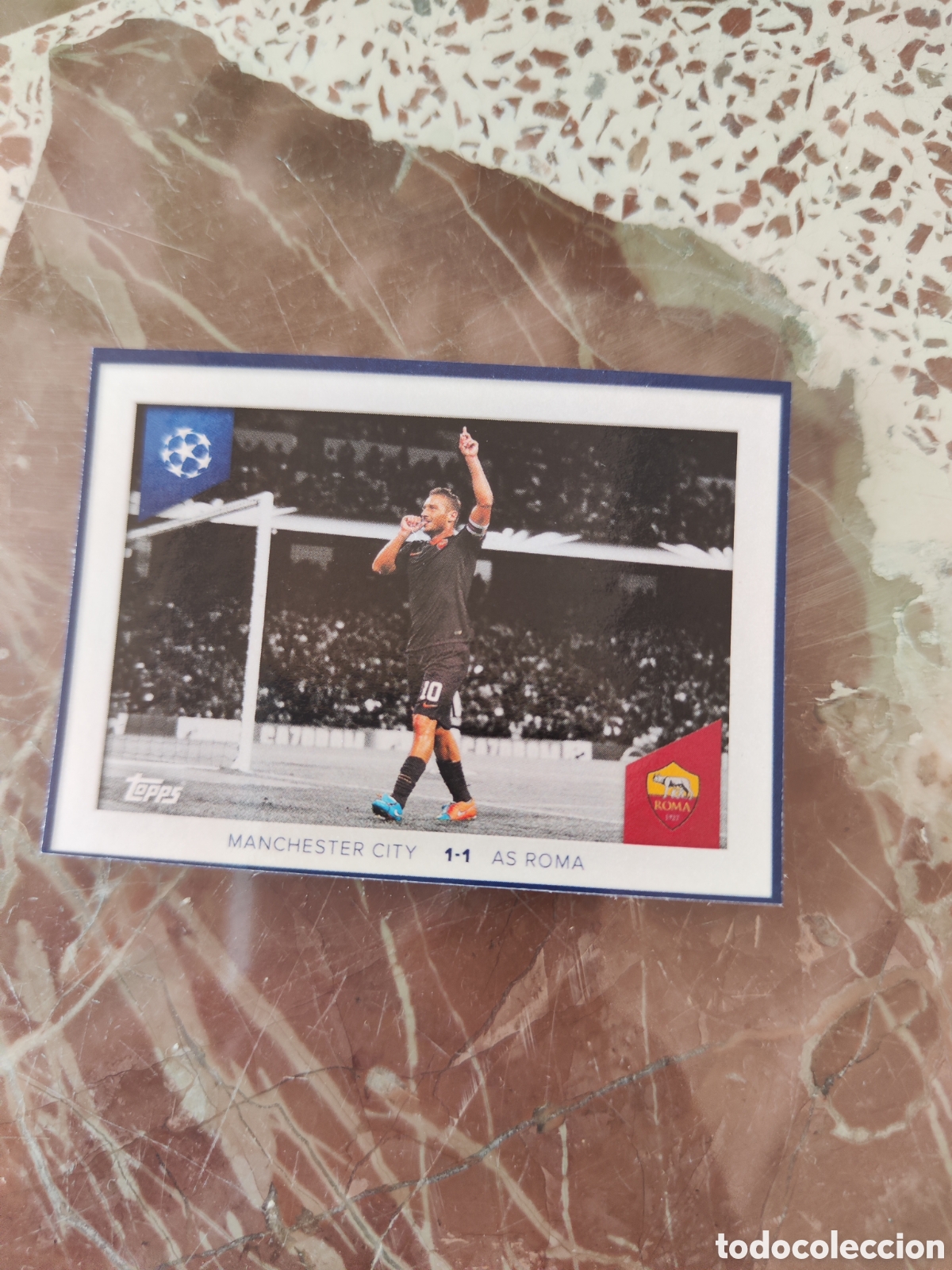 Cromos de f&uacute;tbol: Topps champions league 23 24 sin pegar 698 Manchester City 1-1 Roma Totti
