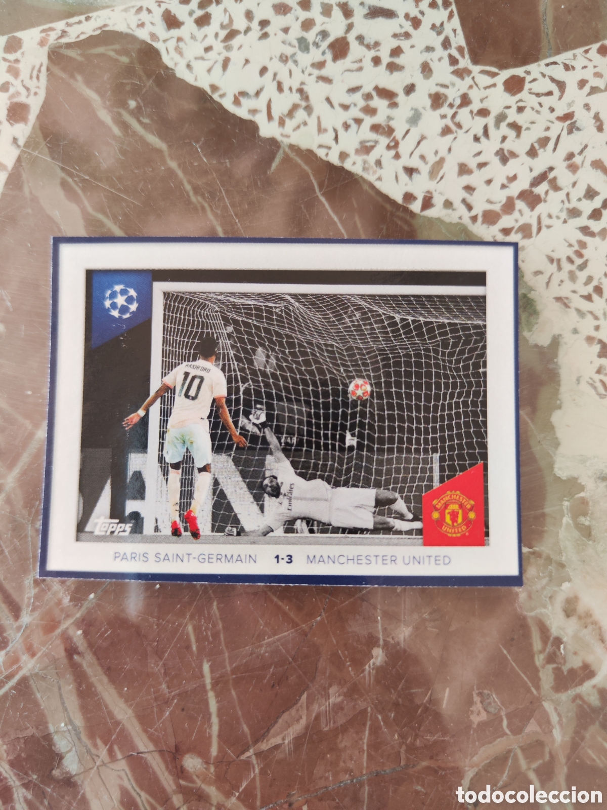 Cromos de f&uacute;tbol: Topps champions league 23 24 sin pegar 699 PSG 1-3 Manchester United
