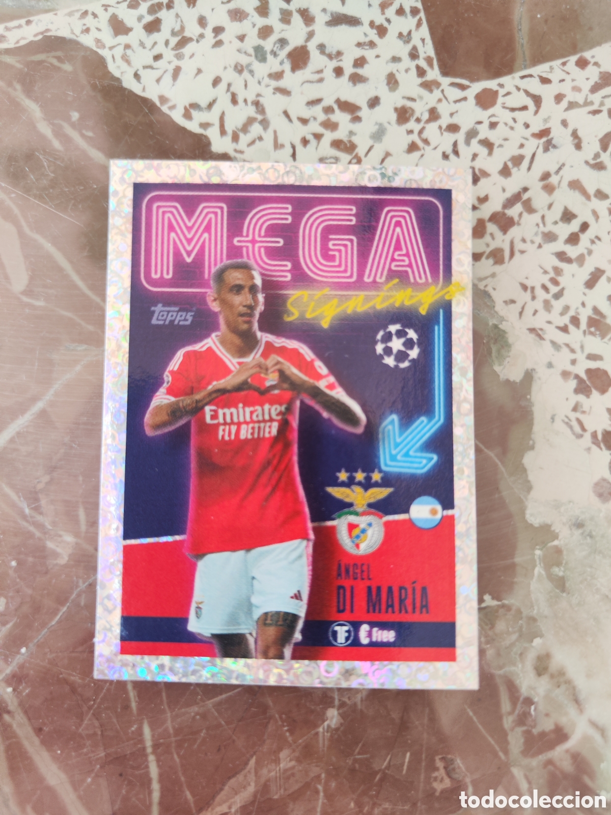 Cromos de f&uacute;tbol: Topps champions league 23 24 sin pegar 728 Benfica &Aacute;ngel Di Maria Mega signings