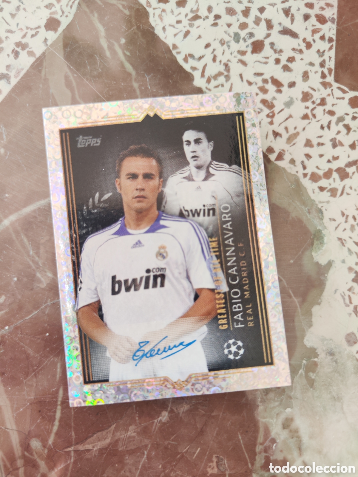 Cromos de f&uacute;tbol: Topps champions league 23 24 sin pegar 732 Real Madrid Cannavaro greatest of all times sign