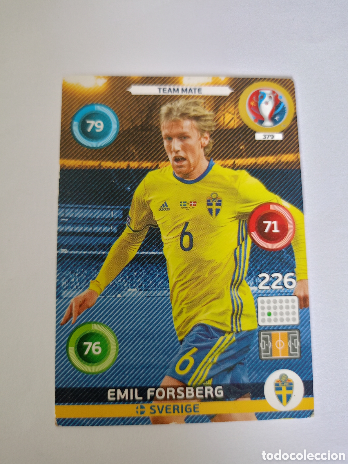 Fu&szlig;ball-Sticker: PANINI EURO 2016 ADRENALYN XL CARD- #379-SVERIGE-SWEDEN-EMIL FORSBERG