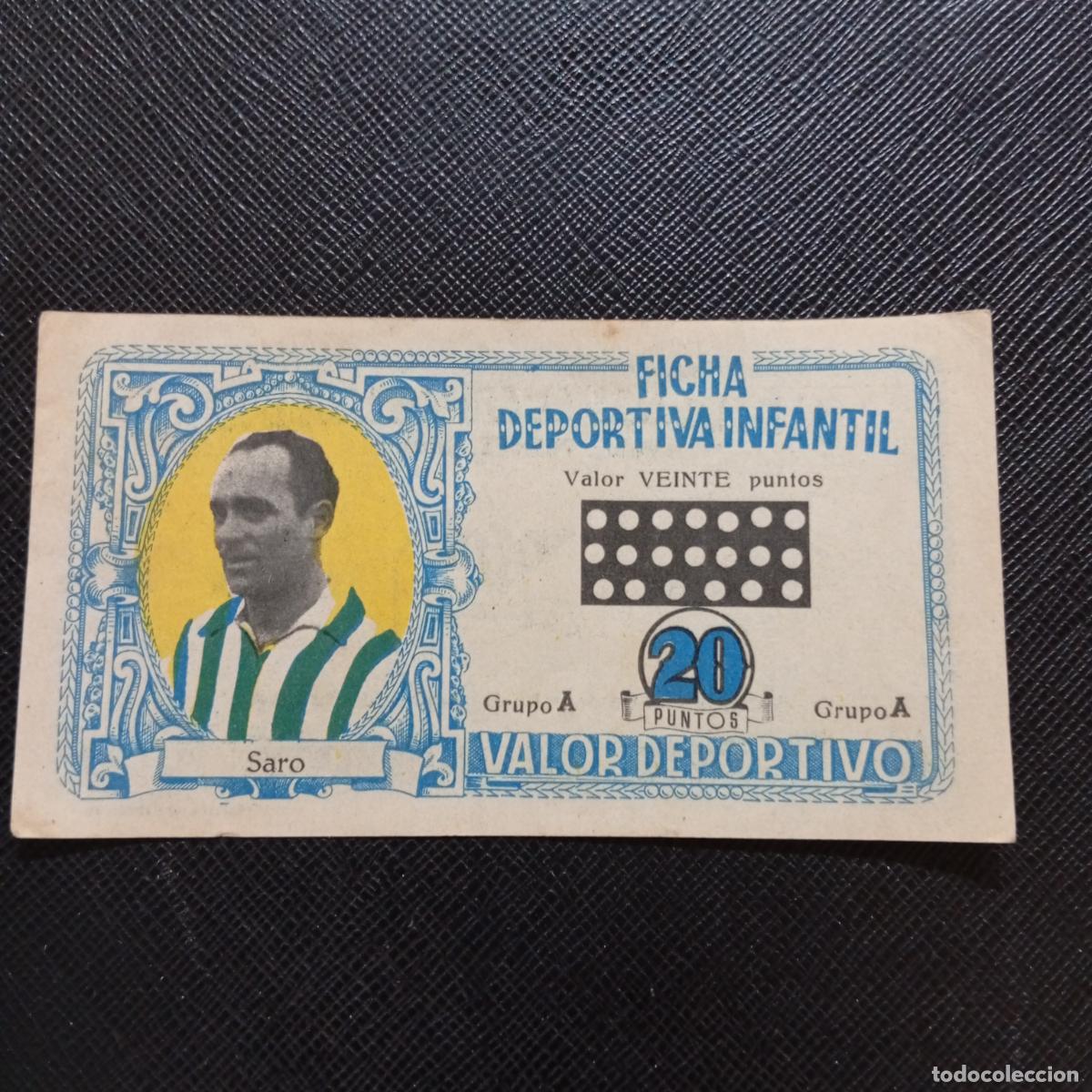 Figurine di Calcio: SARO REAL BETIS FICHA DEPORTIVA INFANTIL 1943 1944 LIGA CROMO FUTBOL 43 44 - A150 PG244