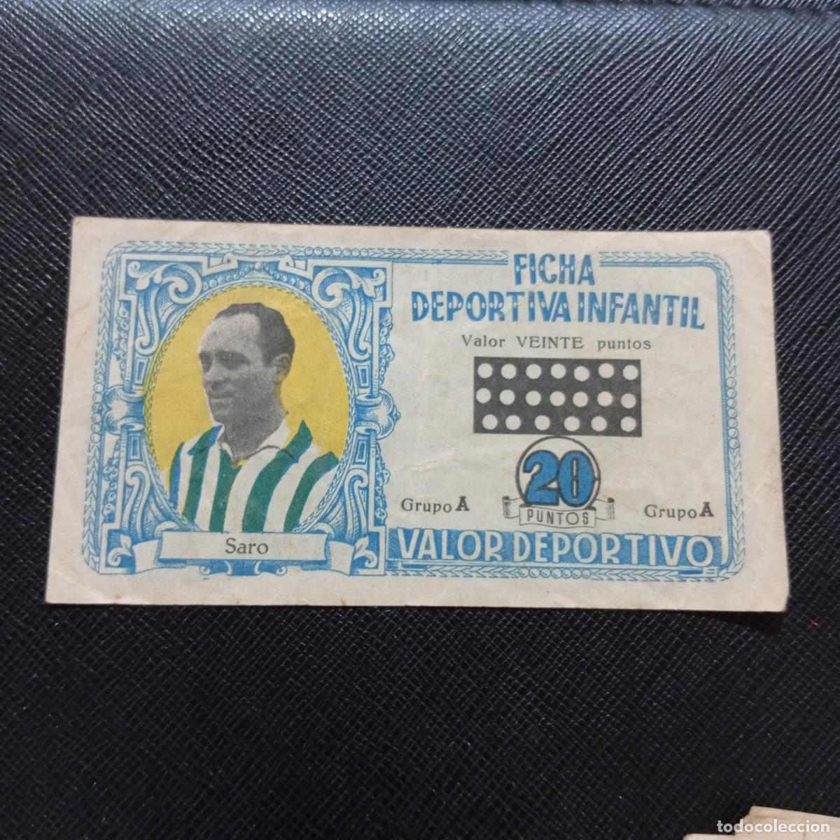 Figurine di Calcio: SARO REAL BETIS FICHA DEPORTIVA INFANTIL 1943 1944 LIGA CROMO FUTBOL 43 44 - A150 PG244 B