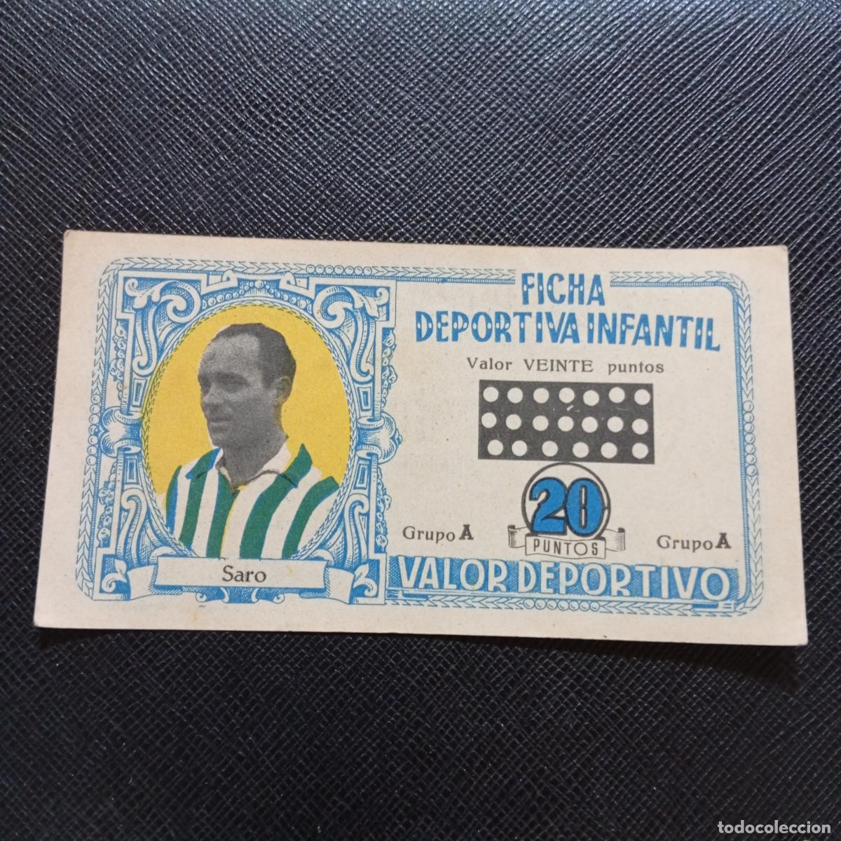 Cromos de Futebol: SARO REAL BETIS FICHA DEPORTIVA INFANTIL 1943 1944 LIGA CROMO FUTBOL 43 44 - A150 PG253 B