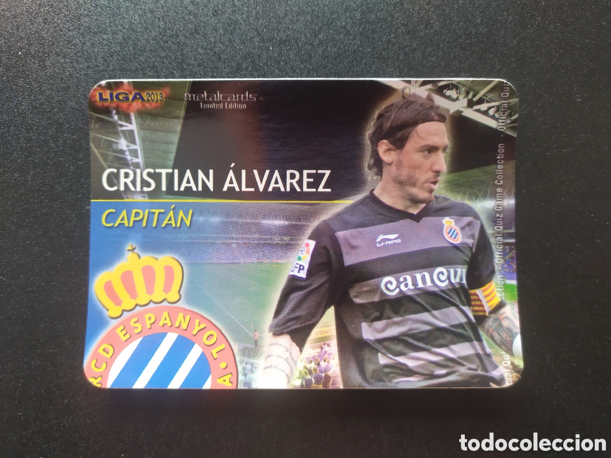 Cromos de F&uacute;tbol: Mundicromo fichas Liga 2012 2013 12 13 Cristian Alvarez capitan metalcards brillo limitada Espanyol