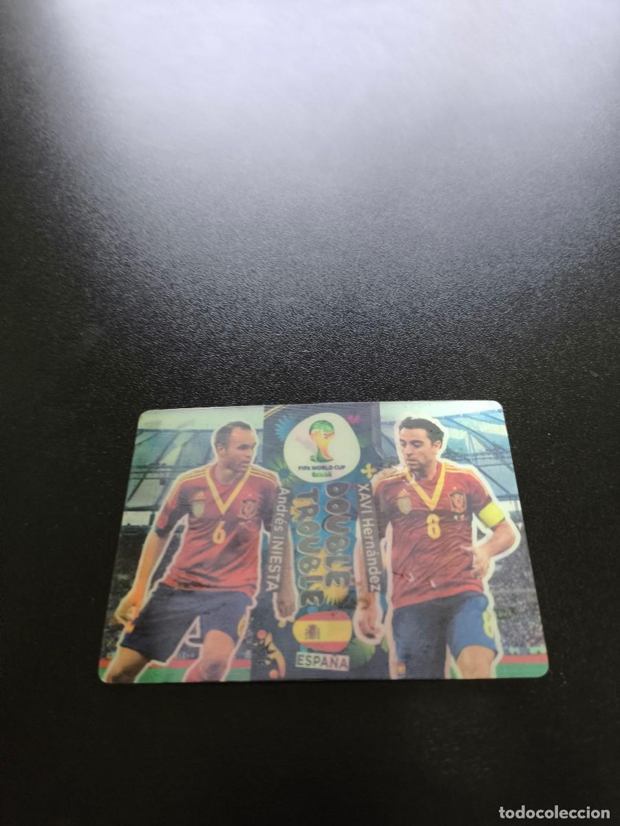 Cromos de F&uacute;tbol: Xavi / Iniesta ESPALA DOUBLE TROUBLE PANINI ADRENALYN WORLD CUP MUNDIAL BRASIL 2014 N LIGA ESTE