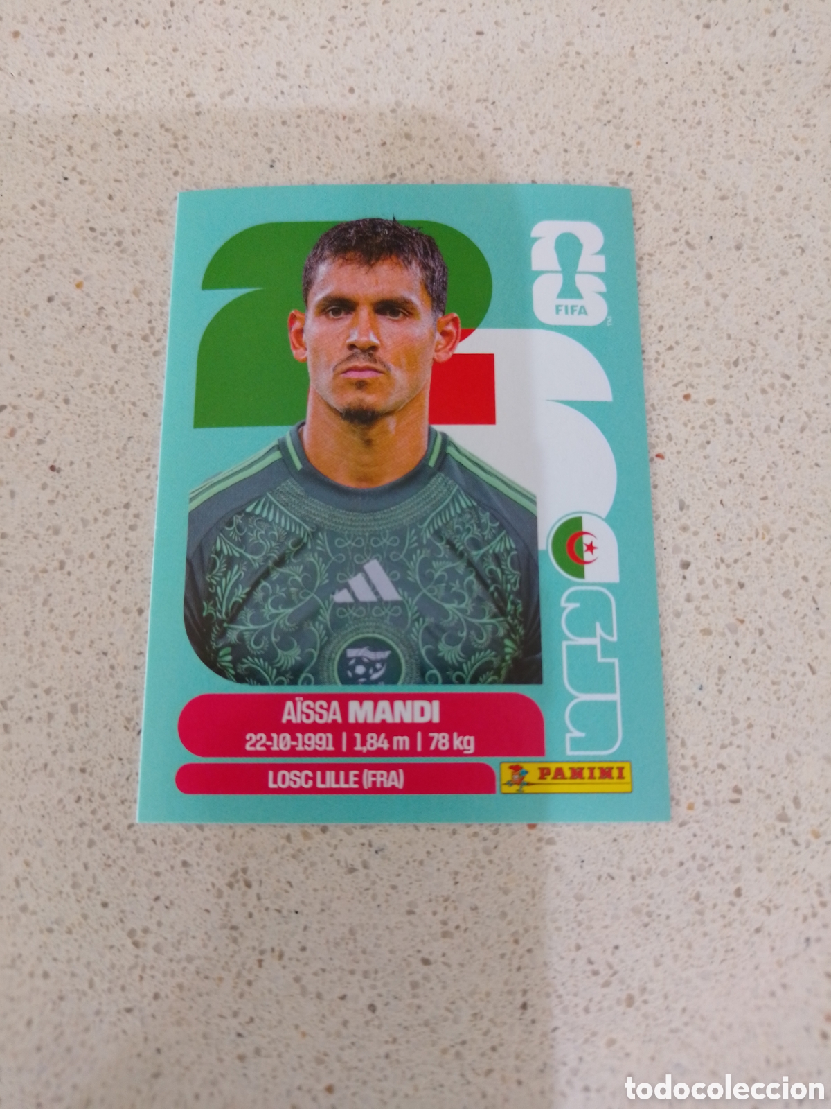 Cromos de F&uacute;tbol: CROMO NUMERO 7 MANDI ARGELIA. MUNDIAL 2026. PANINI.