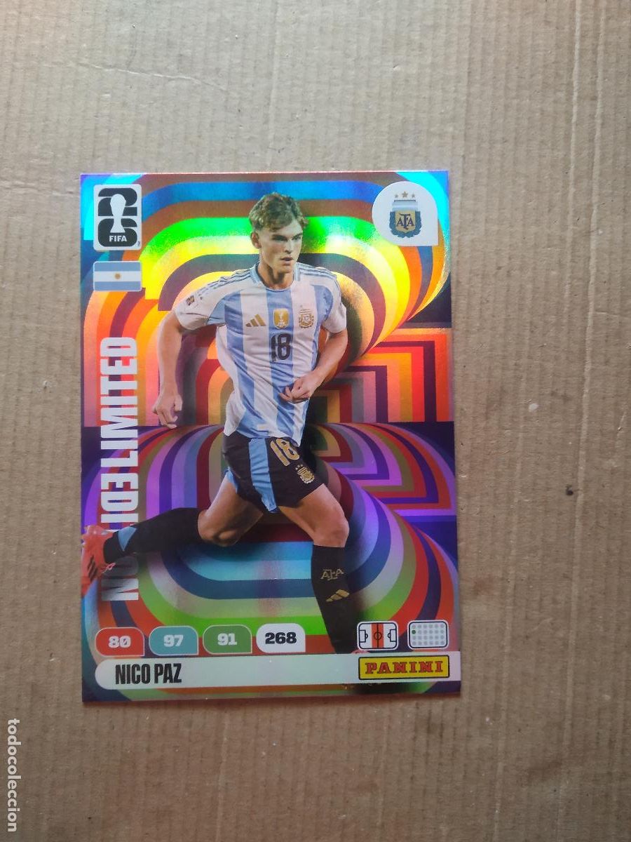 Cromos de F&uacute;tbol: NICO PAZ ROOKIE ARGENTINA EDICION LIMITADA XXL CROMO FUTBOL PANINI ADRENALYN MUNDIAL 2026 WORLD CUP