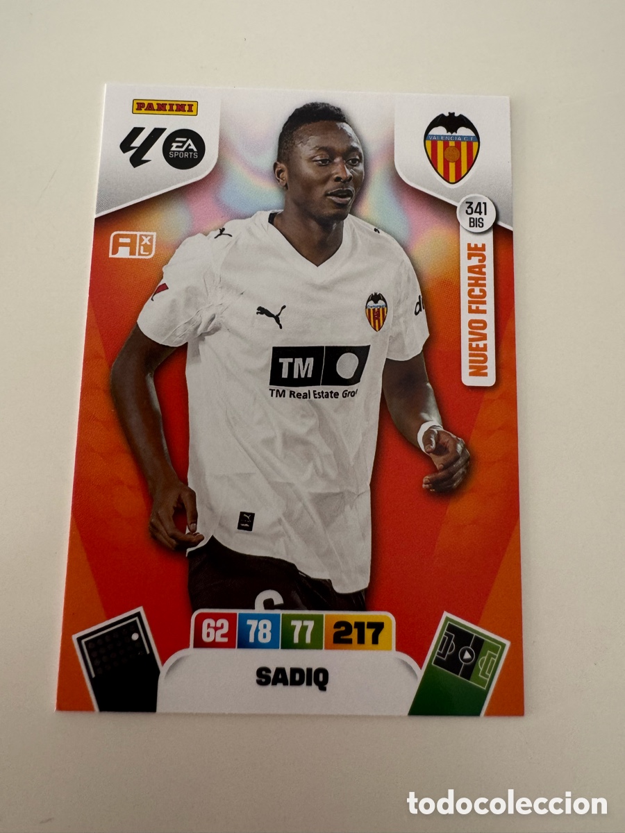 Cromos de F&uacute;tbol: PANINI ADRENALYN XL LIGA 2025-2026 25-26 &ndash; Umar Sadiq Valencia CF N&ordm; 341 BIS