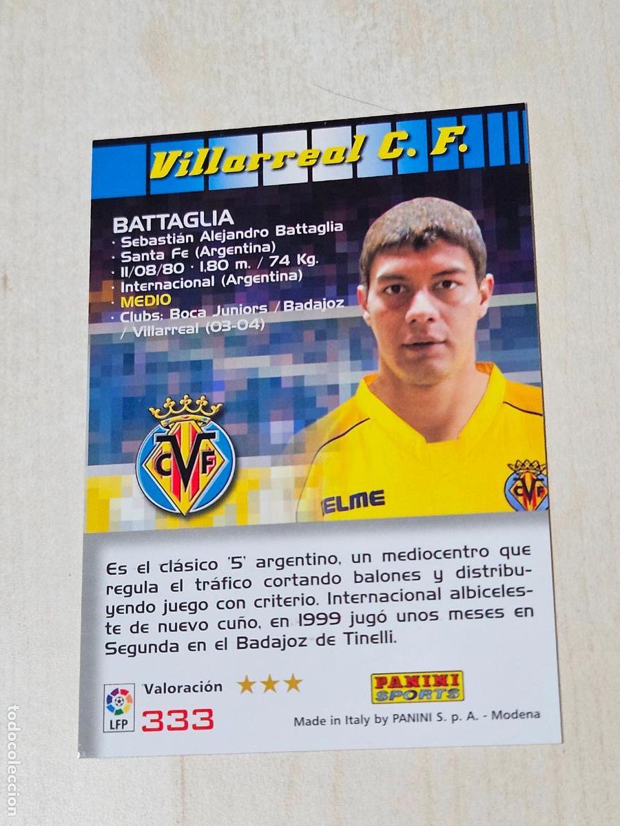 Figurine di Calcio: CROMO N&ordm; 333 BATTAGLIA - MEGACRACKS 2004 05 - VILLARREAL