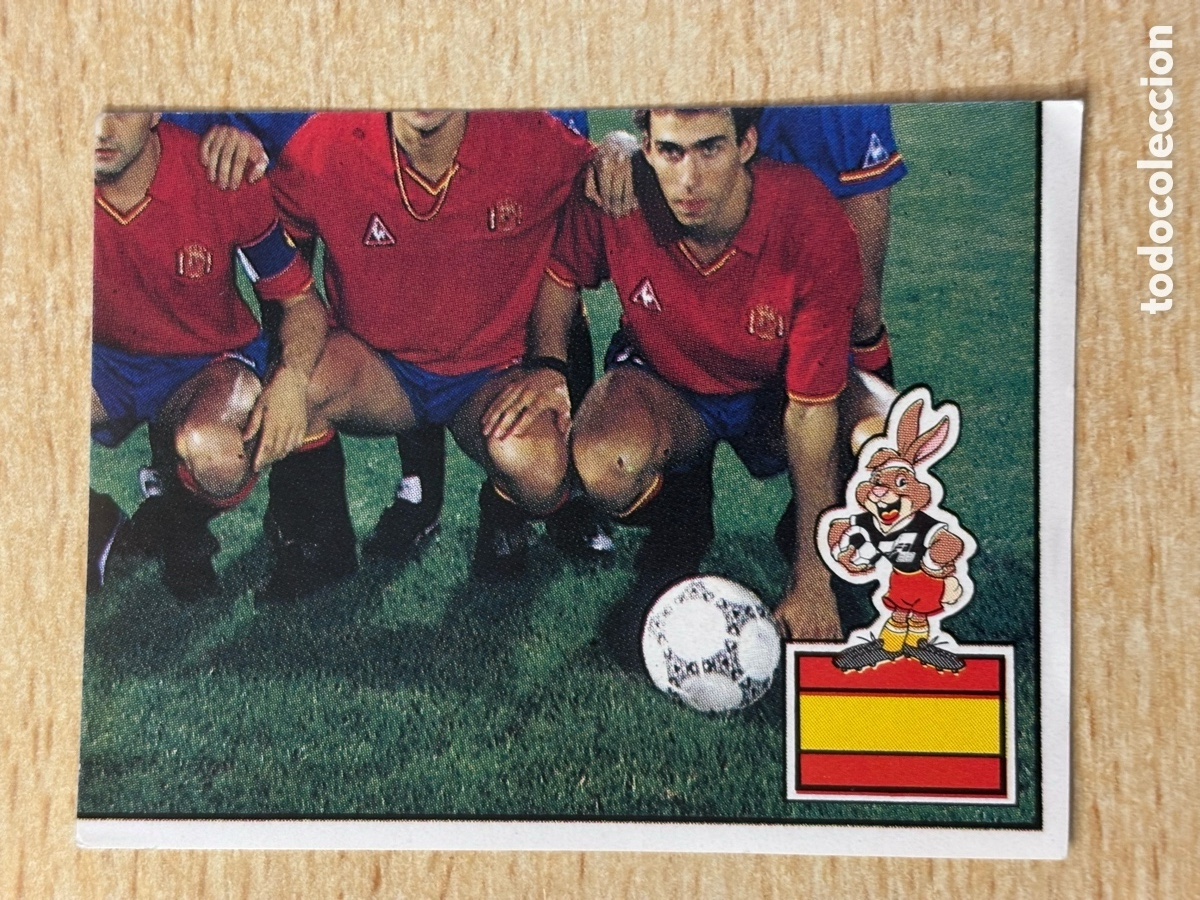 Cromos de F&uacute;tbol: # 129 Alineaci&oacute;n Espa&ntilde;a Euro 88 Panini sin pegar