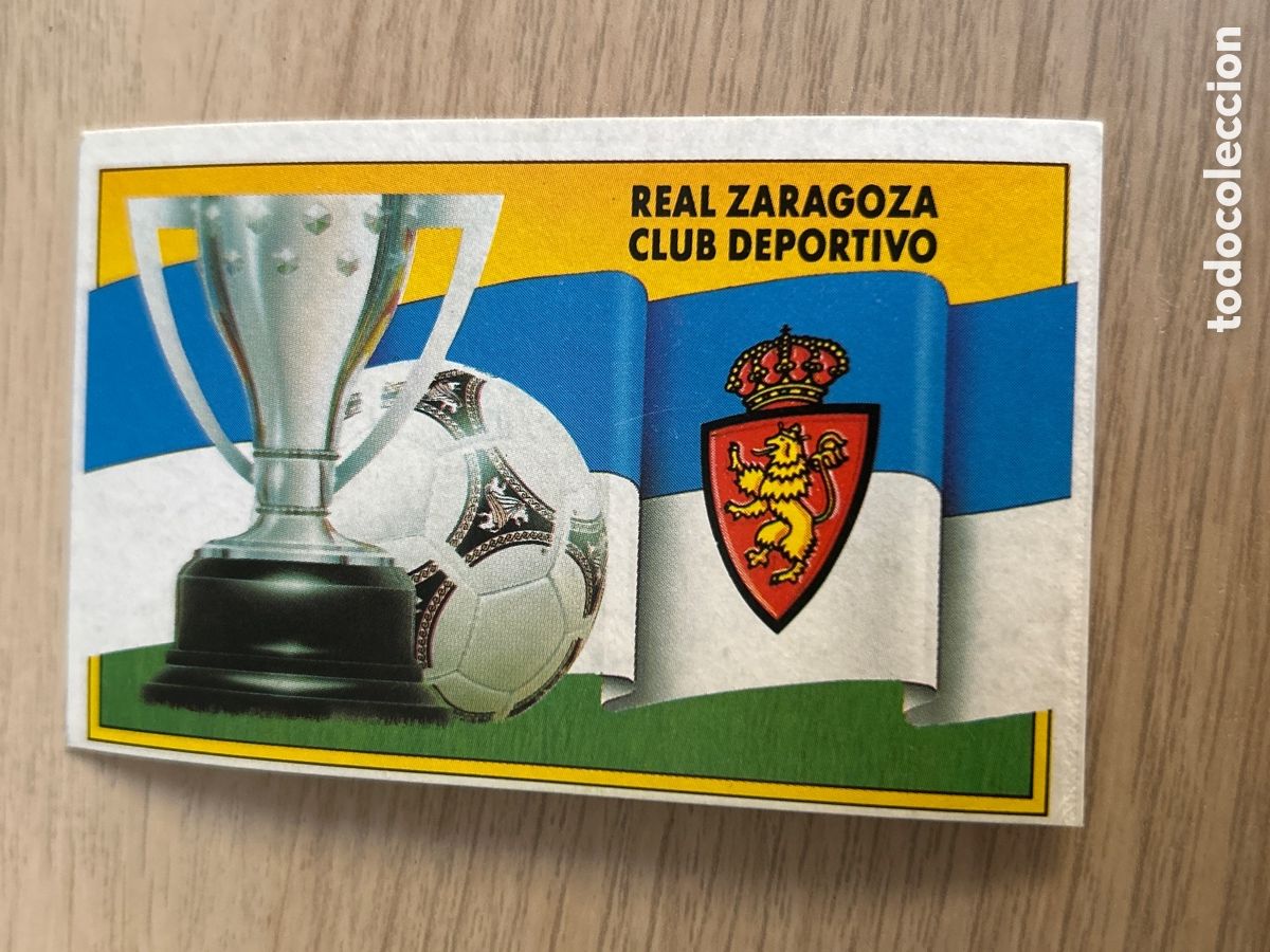 Cromos de Futebol: ESCUDO Y BANDERA REAL ZARAGOZA LIGA ESTE 1990 1991 90 91 NUNCA PEGADO SIN PEGAR