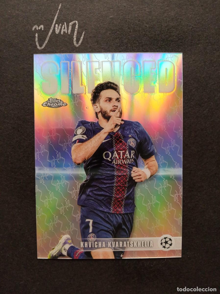 Fu&szlig;ball-Sticker: 5 SILENCED KVARATSKHELIA PARIS SAINT-GERMAIN PSG GEORGIA ⚽ TOPPS &reg; CHROME UCC 2025 2026 25 26 NUEVO