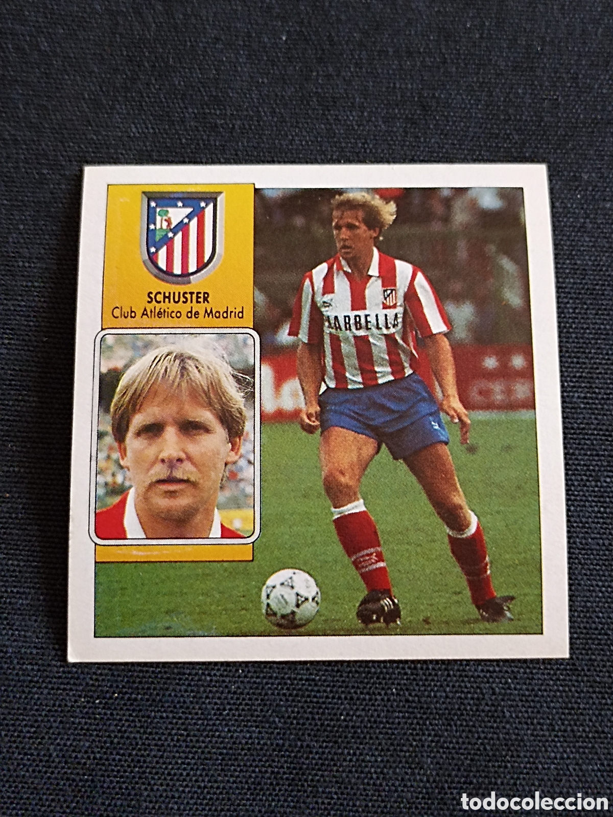 Cromos de f&uacute;tbol: Schuster ( Club Atl&eacute;tico de Madrid ). Liga este 93-93. Nunca pegado