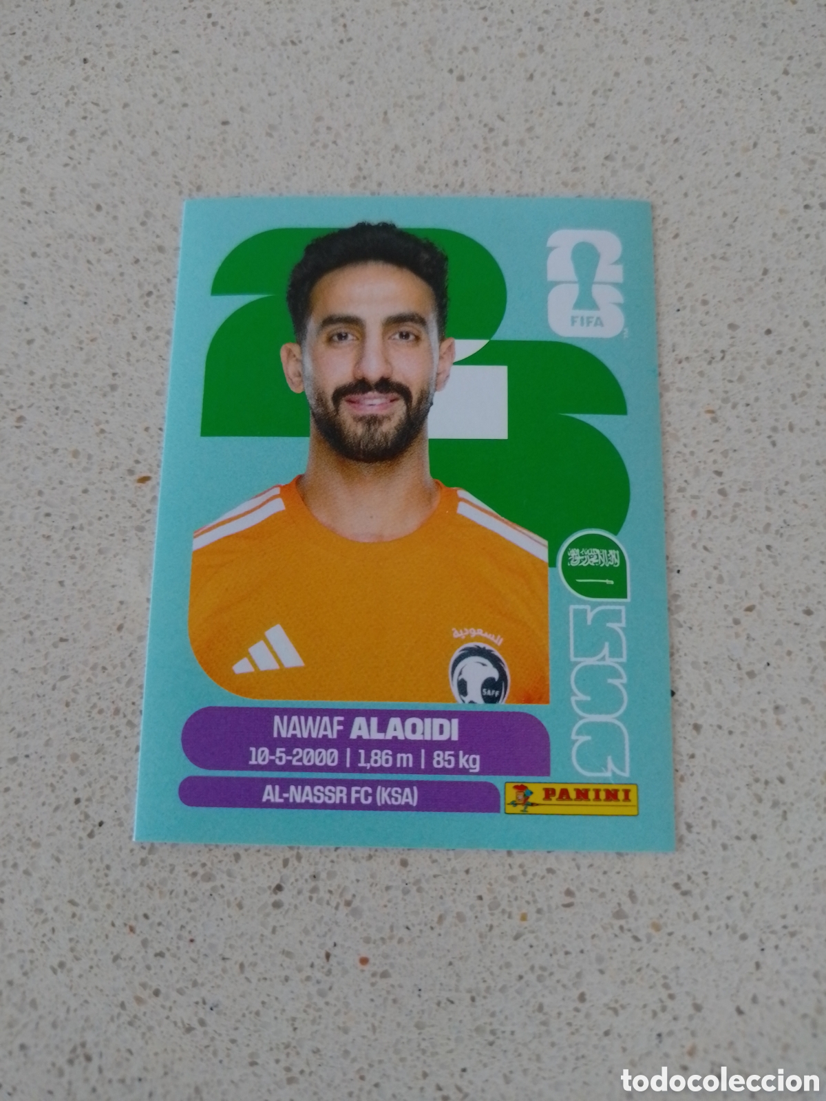 Figurine di Calcio: CROMO NUMERO 2 ALAQIDI ARABIA SAUD&Iacute;. MUNDIAL 2026. PANINI.