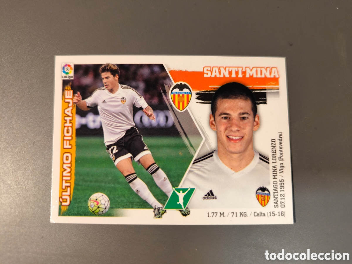 Cromos de f&uacute;tbol: SANTI MINA Fichaje 12 Valencia CF Liga Este 15 16
