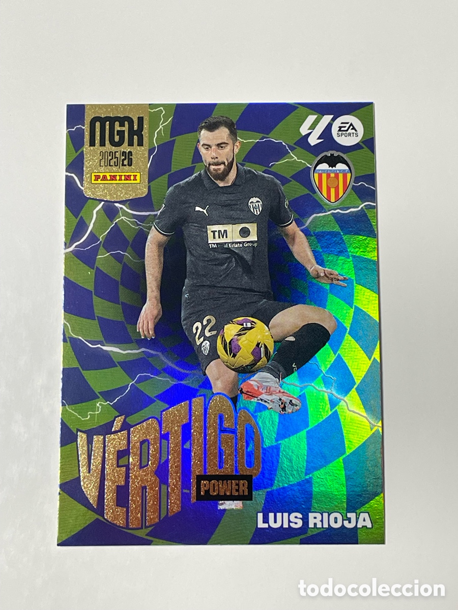 Cromos de f&uacute;tbol: Luis Rioja Valencia Panini Megacracks 2025/26 V&eacute;rtigo Power #P385