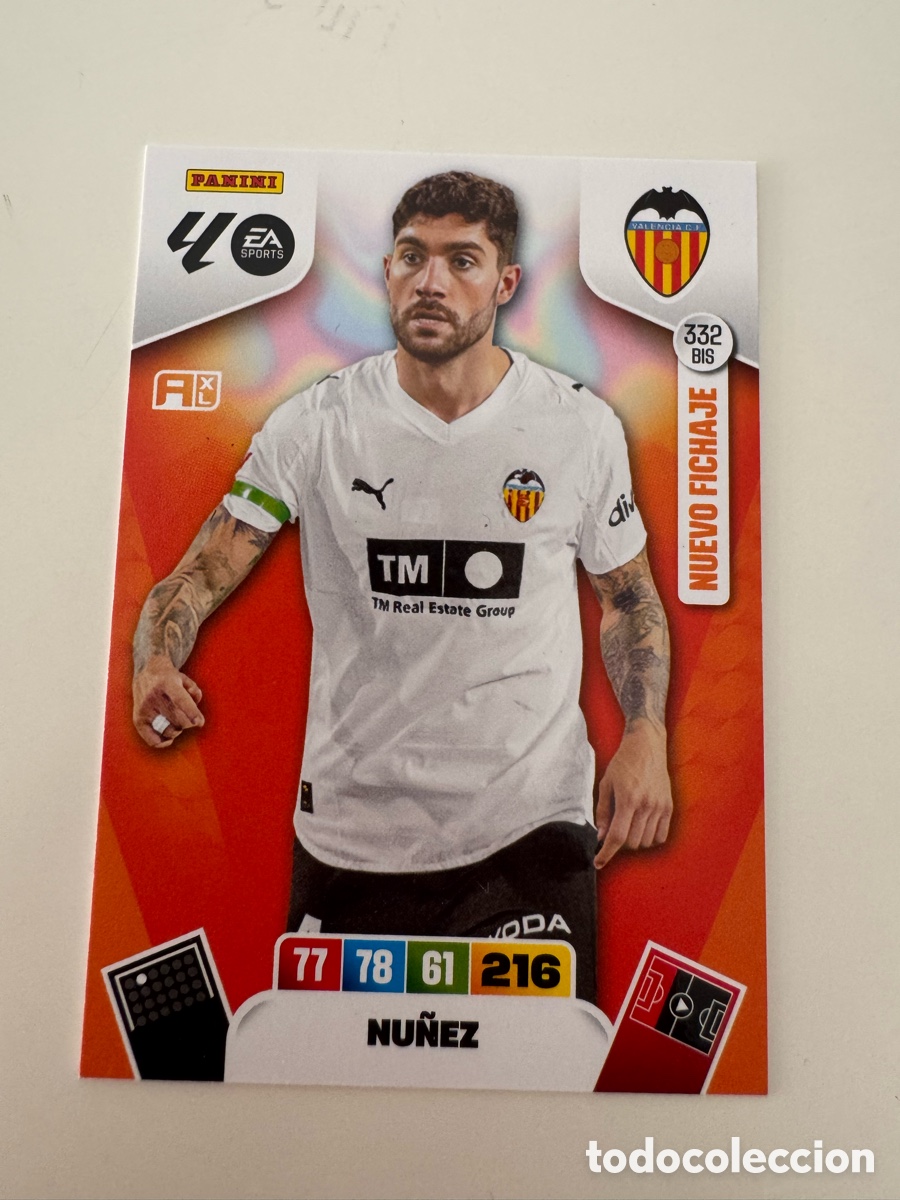 Cromos de f&uacute;tbol: PANINI ADRENALYN XL LIGA 2025-2026 25-26 &ndash; Darwin N&uacute;&ntilde;ez Valencia CF N&ordm; 332 BIS