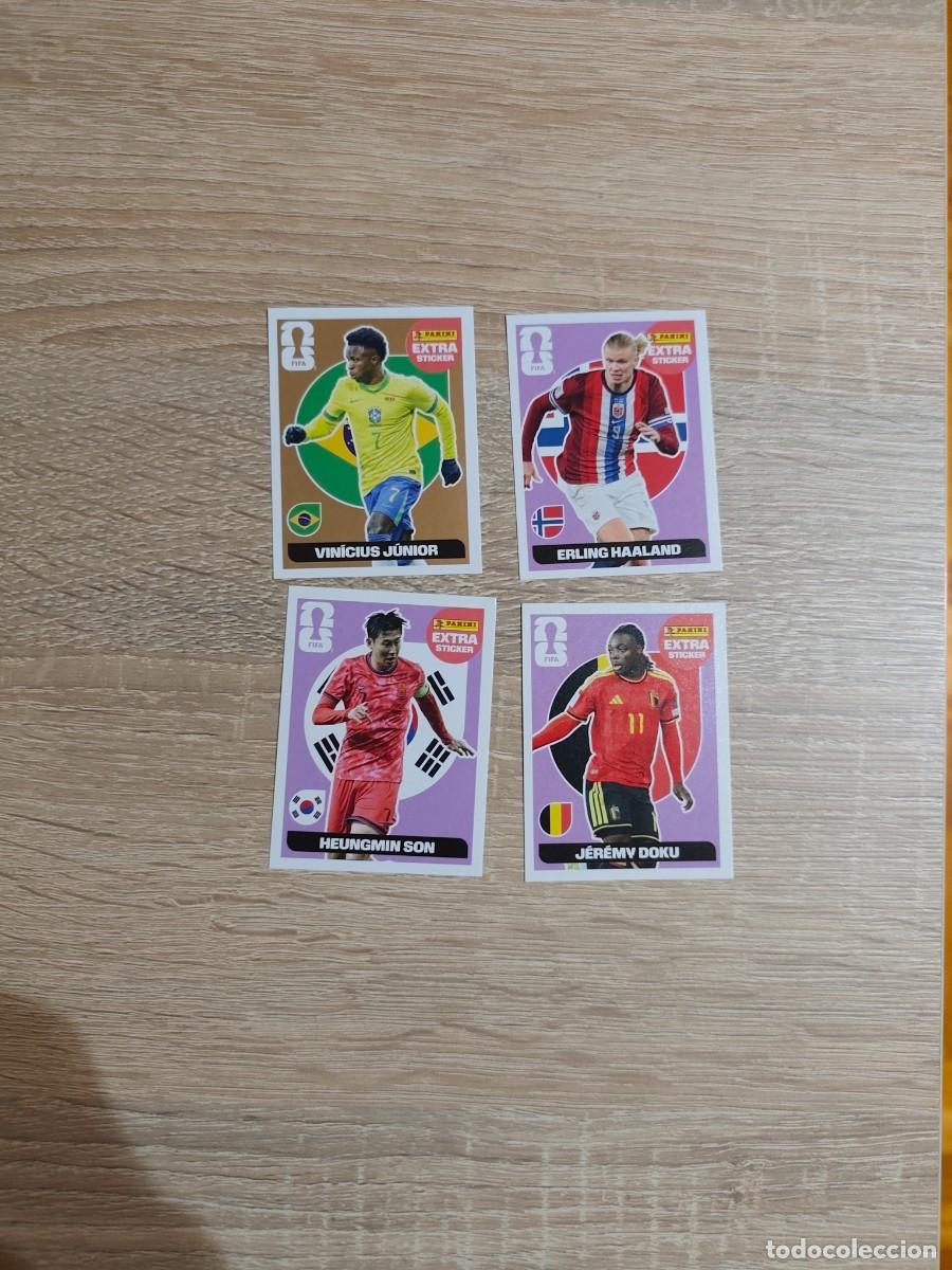 Fu&szlig;ball-Sticker: lote 4 extra sticker mundial 2026 panini Vinicius JUNIOR Bronce HAALAND HEUNGMIN SON JEREMY DUKU