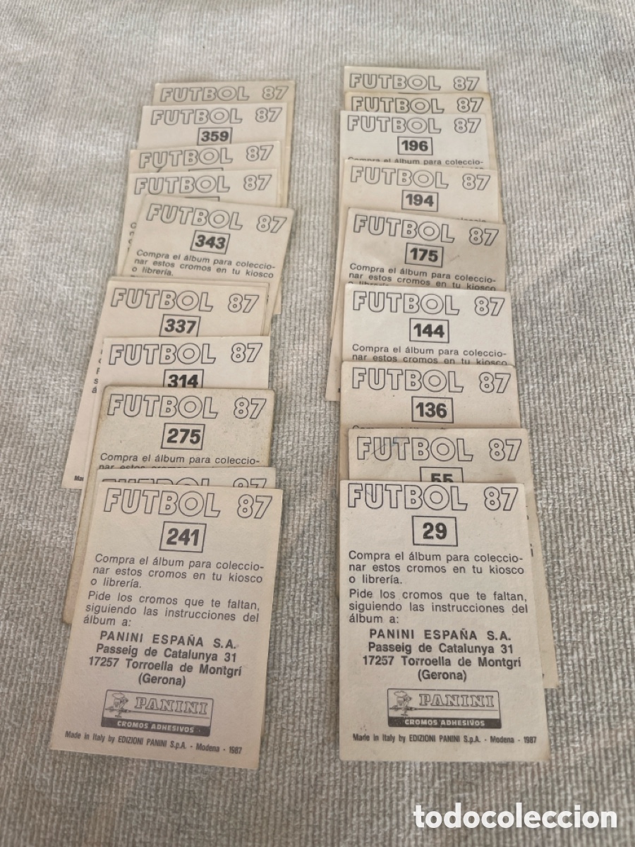 Cromos de f&uacute;tbol: FUTBOL 87 Lote de 20 cromos sin repetir