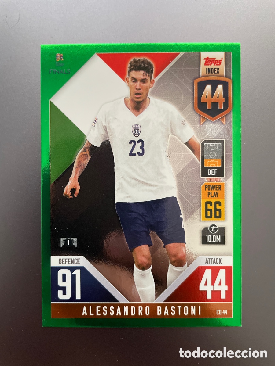 Cromos de f&uacute;tbol: Bastoni CD 44 Green Paralela Topps Match Attax Road to Finals UEFA Nations League 2022-23 Italia