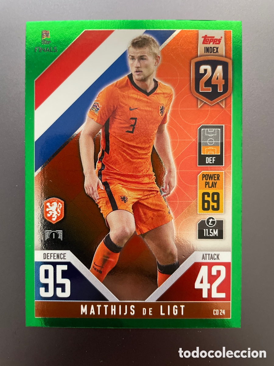 Cromos de f&uacute;tbol: De Ligt CD24 Green Paralela Topps Match Attax Road to Finals UEFA Nations League 2022-23 Holanda