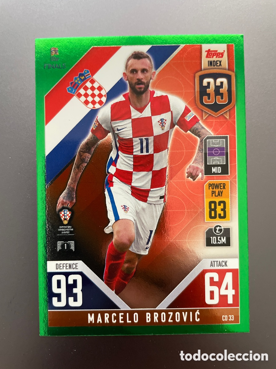 Cromos de f&uacute;tbol: Brozovic CD33 Green Paralela Topps Match Attax Road to Finals UEFA Nations League 2022-23 Croacia