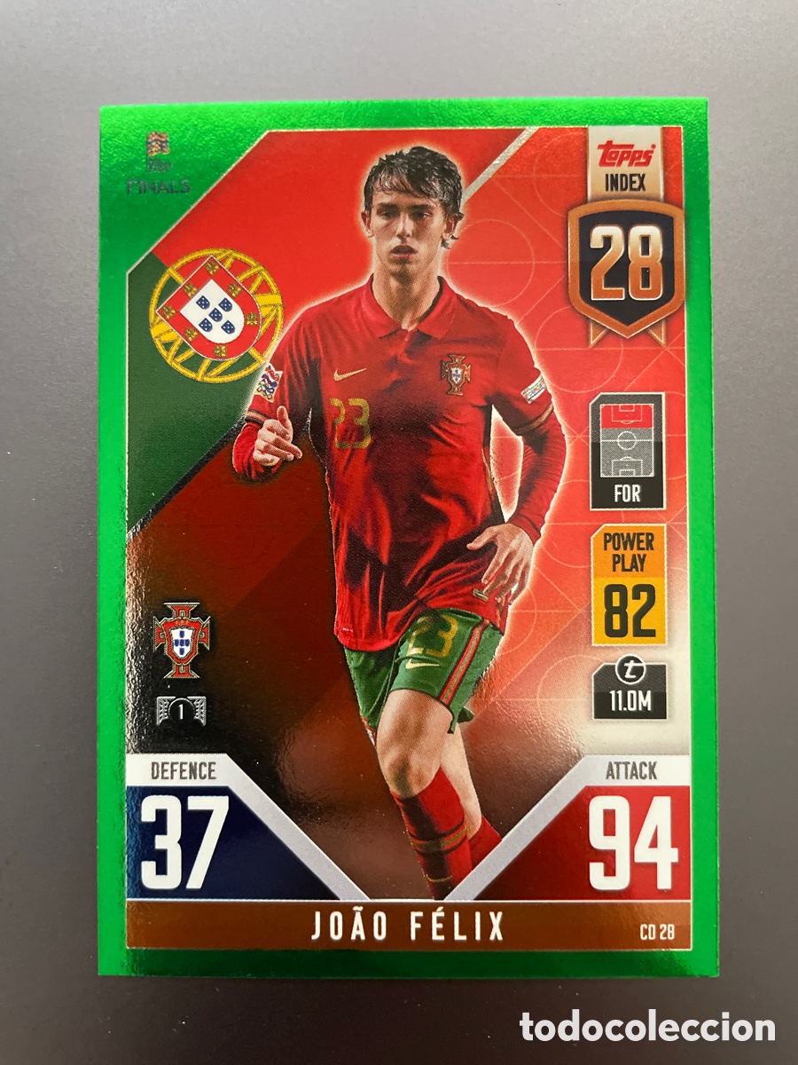 Cromos de f&uacute;tbol: Joao Felix CD28 Green Paralela Topps Match Attax Road to Finals UEFA Nations League 2022-23 Portugal