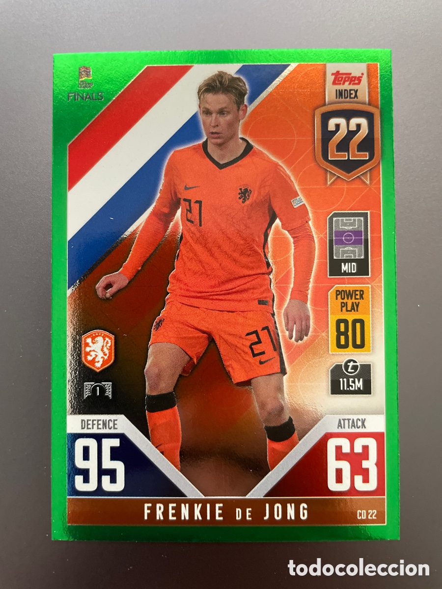 Cromos de f&uacute;tbol: De Jong CD22 Green Paralela Topps Match Attax Road to Finals UEFA Nations League 2022-23 Holanda