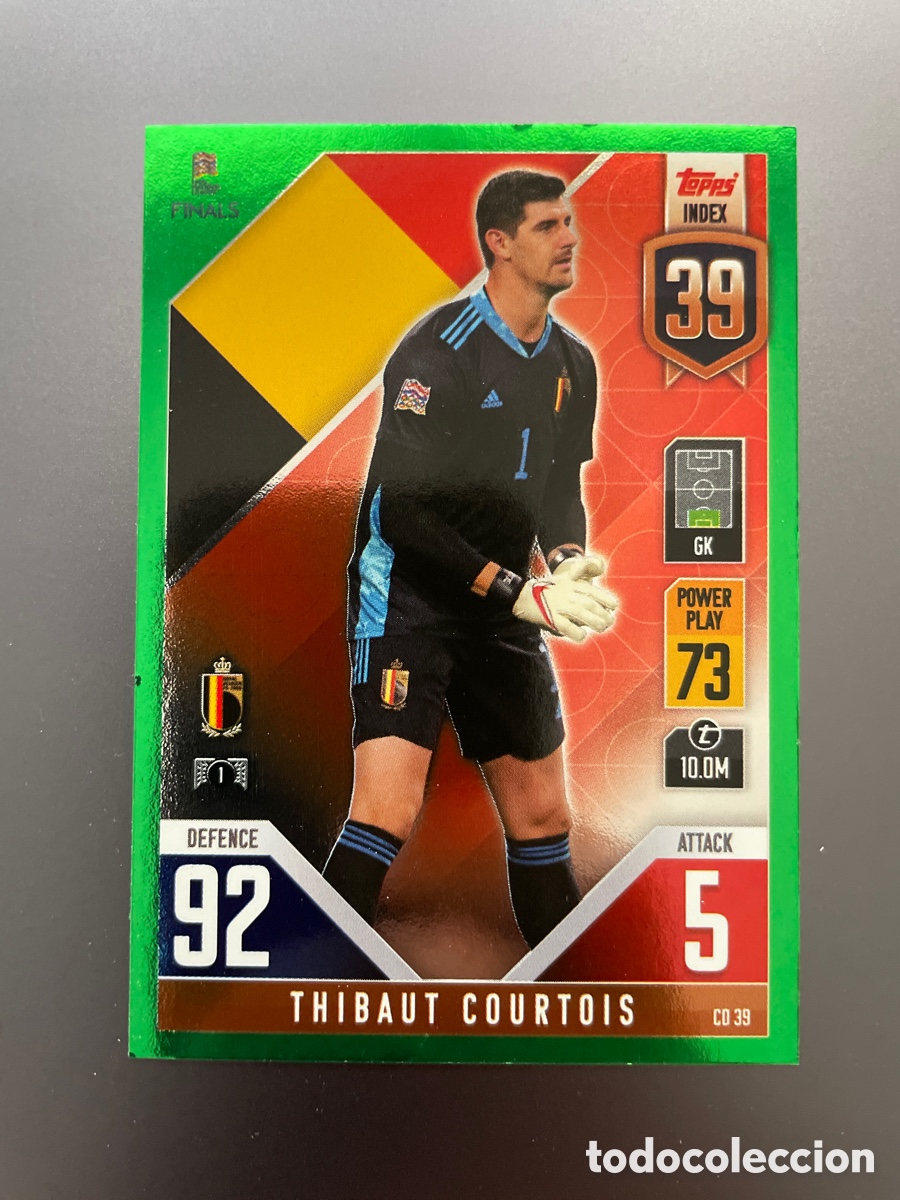 Cromos de f&uacute;tbol: Courtois CD39 Green Paralela Topps Match Attax Road to Finals UEFA Nations League 2022-23 Belgica