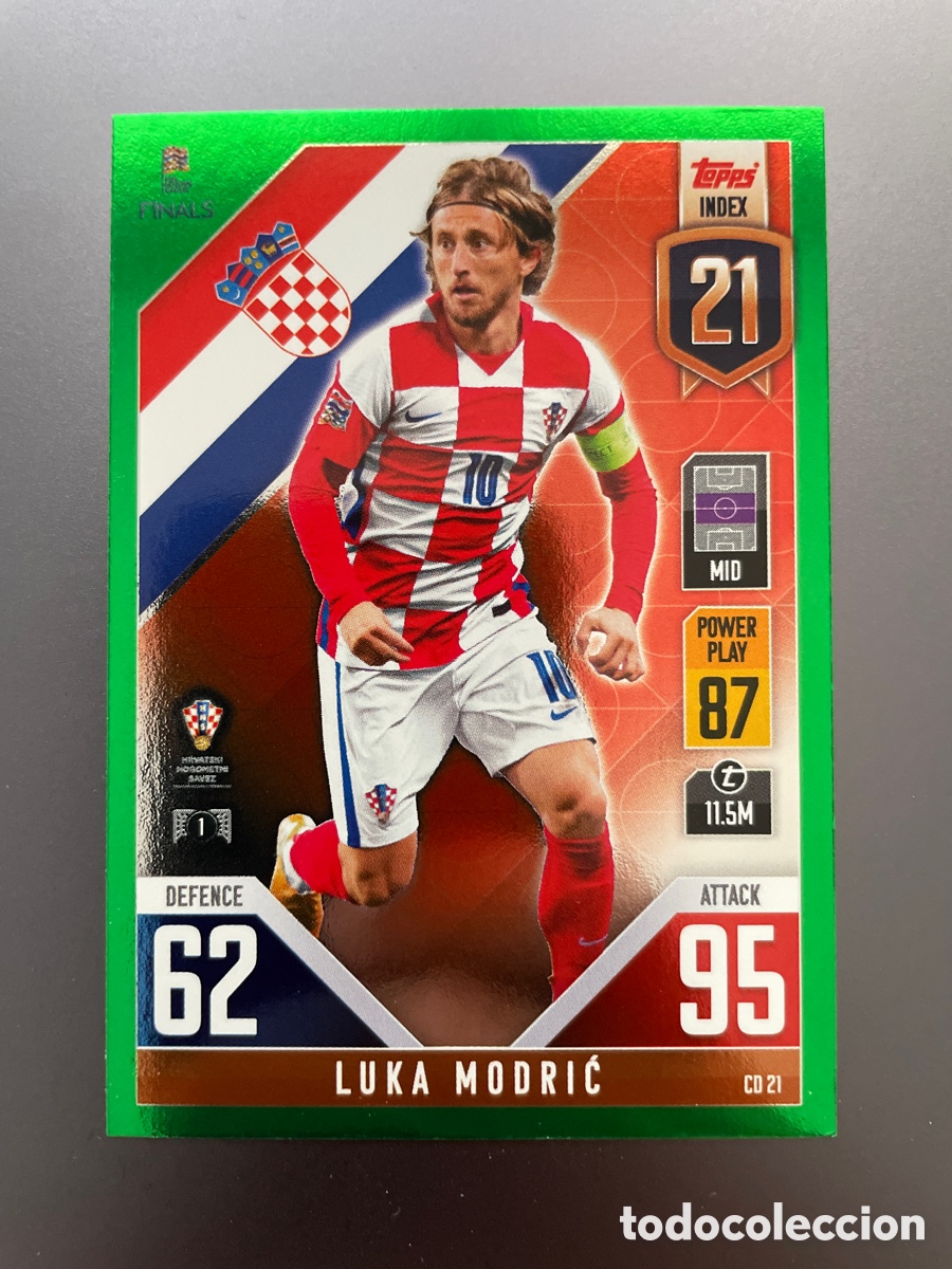 Cromos de f&uacute;tbol: Modric CD21 Green Paralela Topps Match Attax Road to Finals UEFA Nations League 2022-23 Croacia