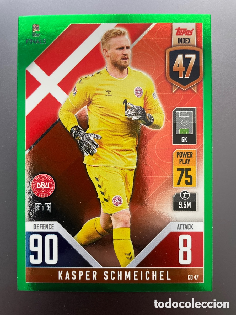Cromos de Futebol: Schmeichel CD47 Green Paralela Topps Match Attax Road to Finals UEFA Nations League 2022-23 Dinamarc