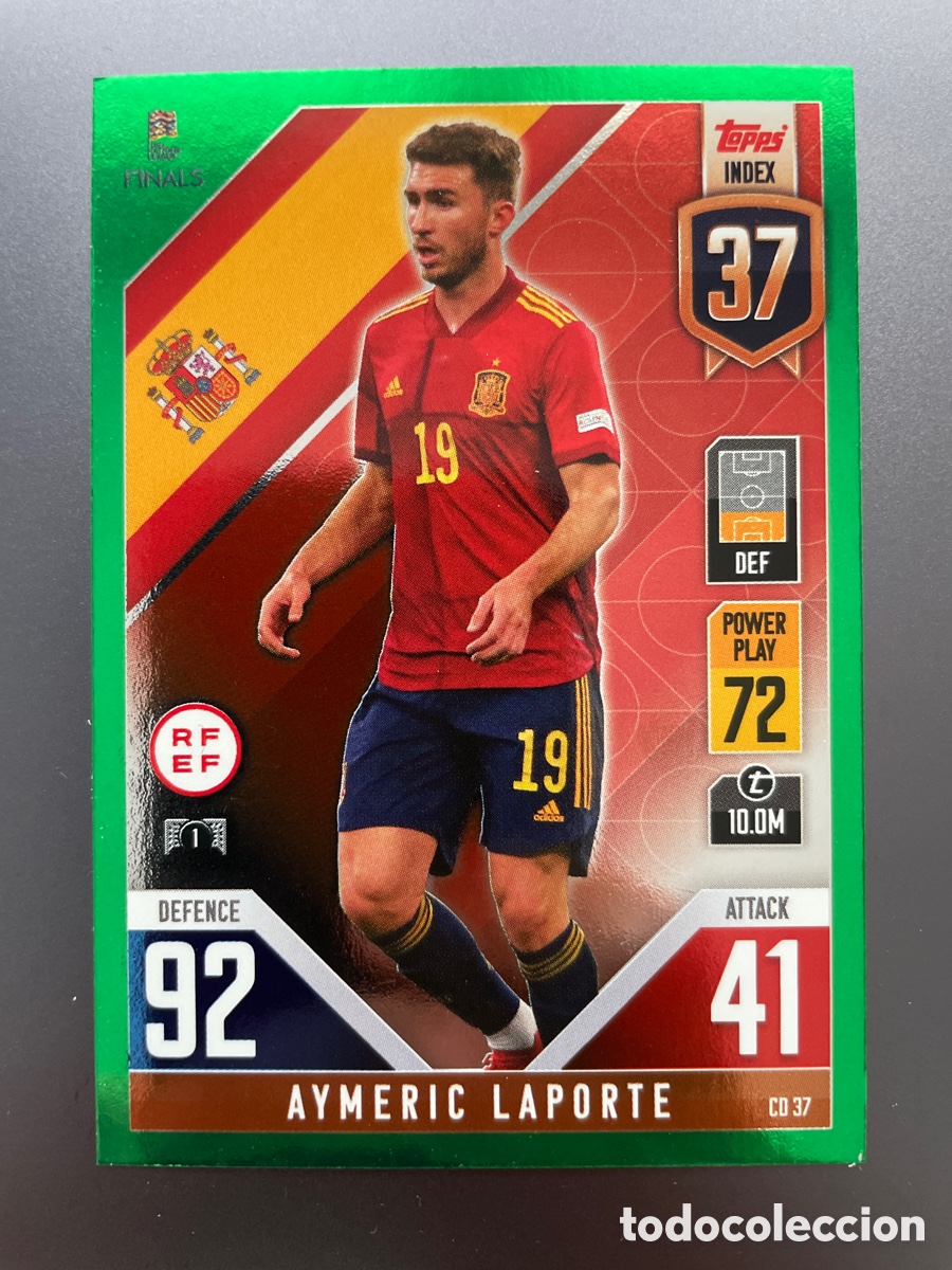 Cromos de f&uacute;tbol: Laporte CD37 Green Paralela Topps Match Attax Road to Finals UEFA Nations League 2022-23 Espa&ntilde;a