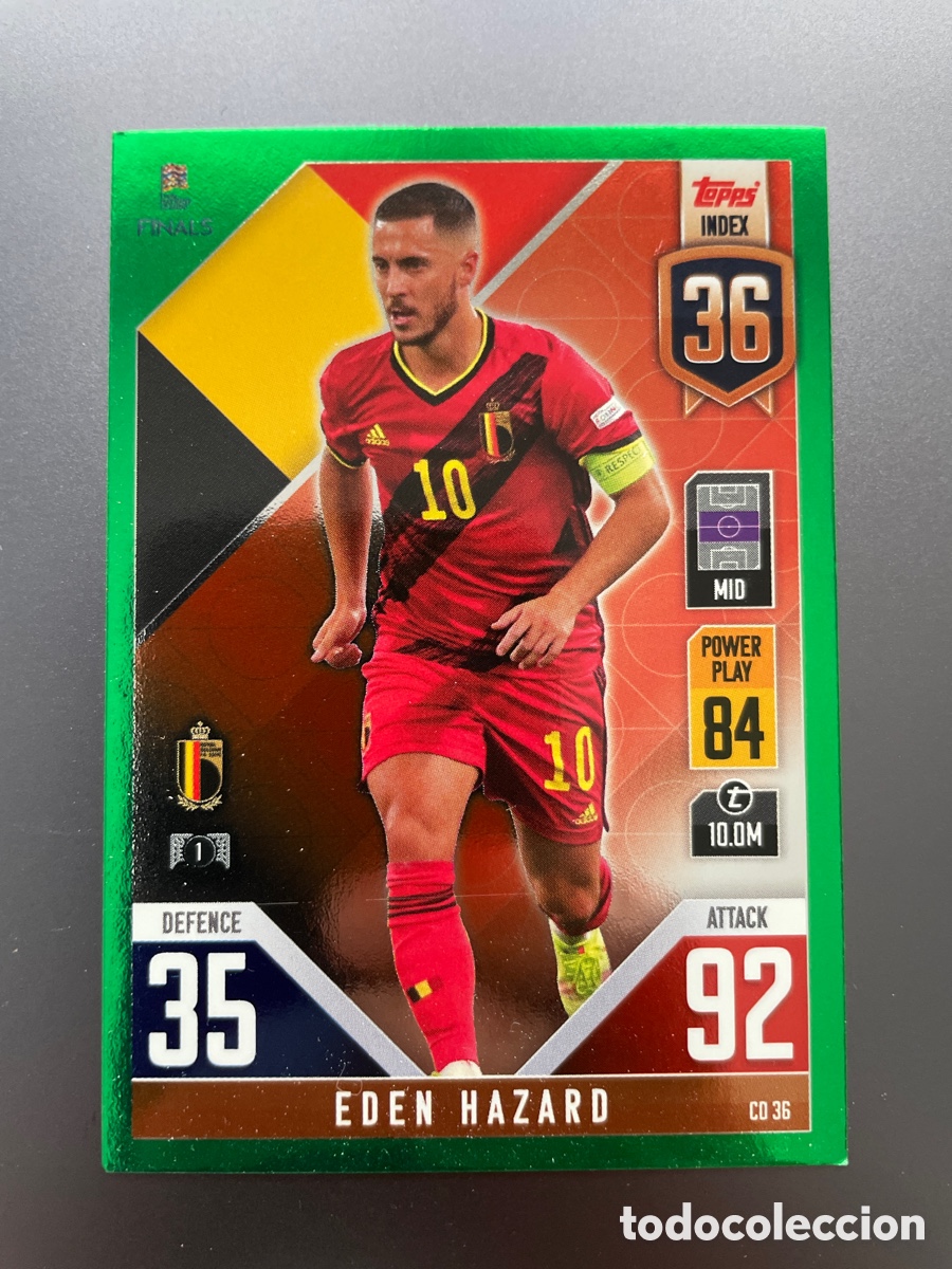 Cromos de f&uacute;tbol: Hazard CD36 Green Paralela Topps Match Attax Road to Finals UEFA Nations League 2022-23 Belgica