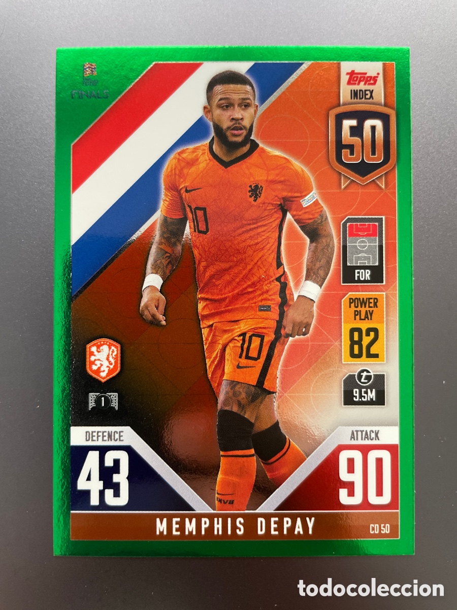 Cromos de f&uacute;tbol: Depay CD50 Green Paralela Topps Match Attax Road to Finals UEFA Nations League 2022-23 Holanda