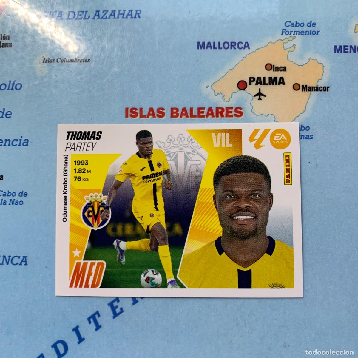 Cromos de f&uacute;tbol: Thomas coloca n&uacute;mero 14 Bis del Villarreal cromo liga este 25-26 2025-2026