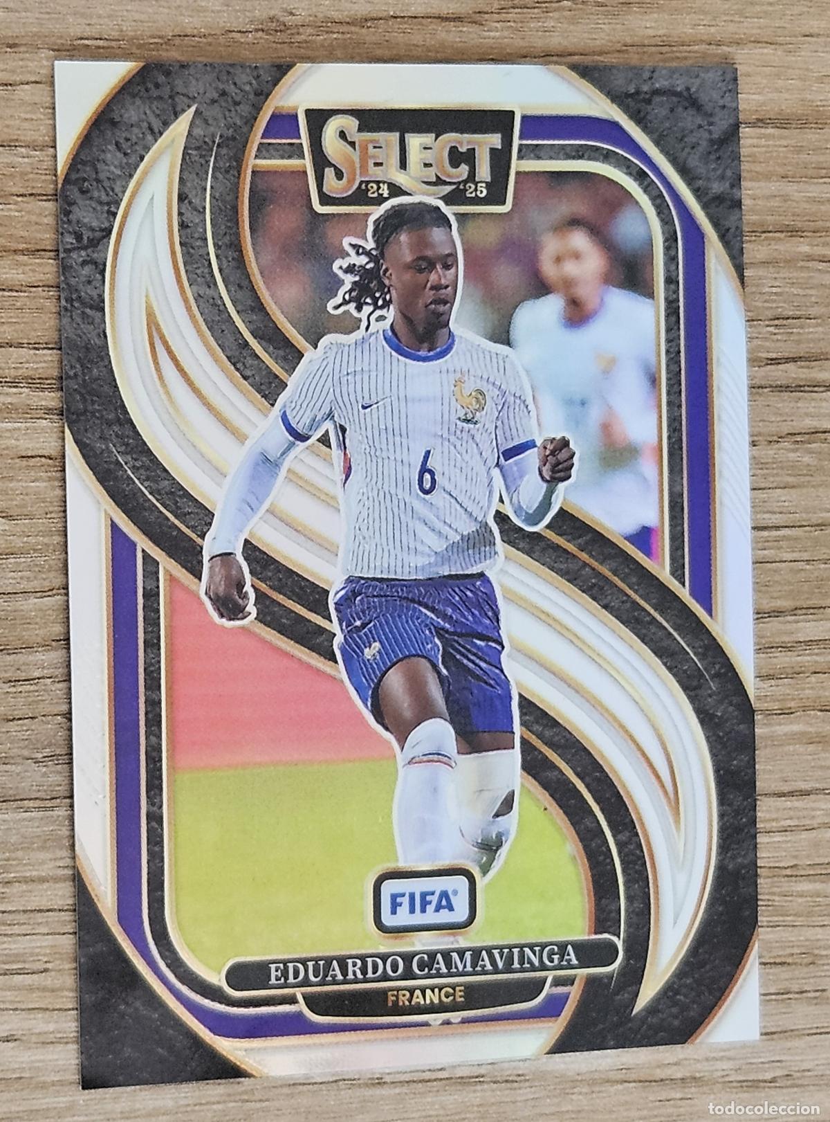 Cromos de f&uacute;tbol: Eduardo Camavinga (Francia-Real Madrid). Cromo Panini Select FIFA 2024-2025 (24-25). Prizm