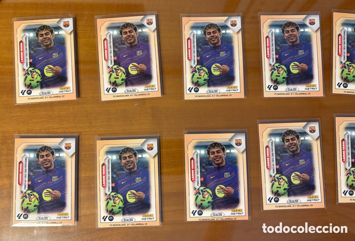 Football Stickers: LOTE DE 10 LAMINE YAMAL HAT-TRICK PANINI INSTANT 2026 LIMITADA