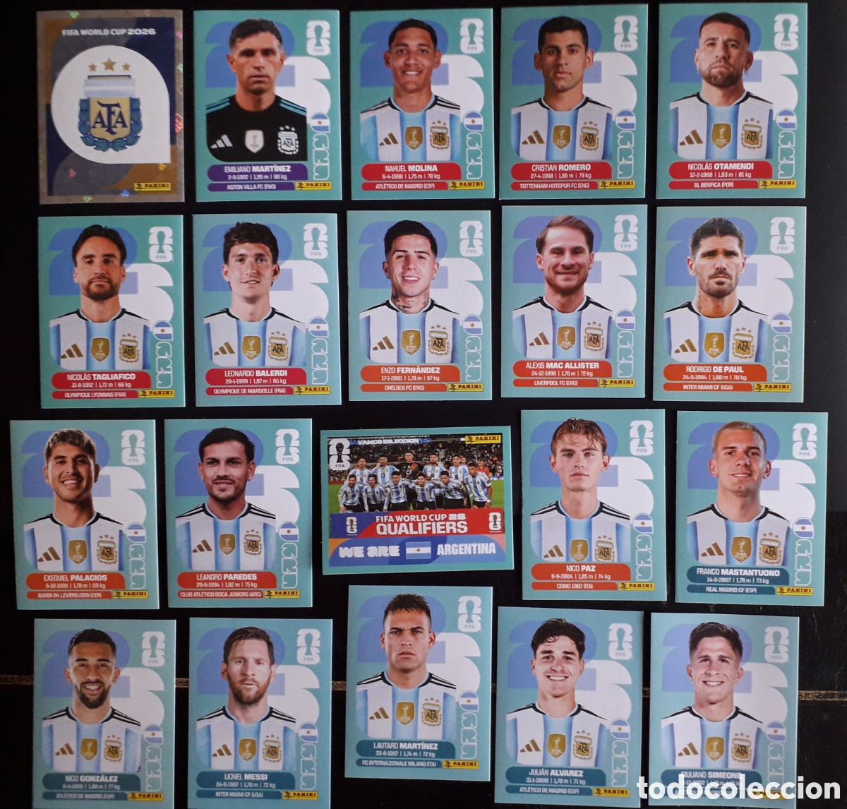 Cromos de f&uacute;tbol: 20 CROMOS ARGENTINA, MESSI, EQUIPO COMPLETO MUNDIAL F&Uacute;TBOL 2026 FIFA WORLD CUP PANINI SIN PEGAR