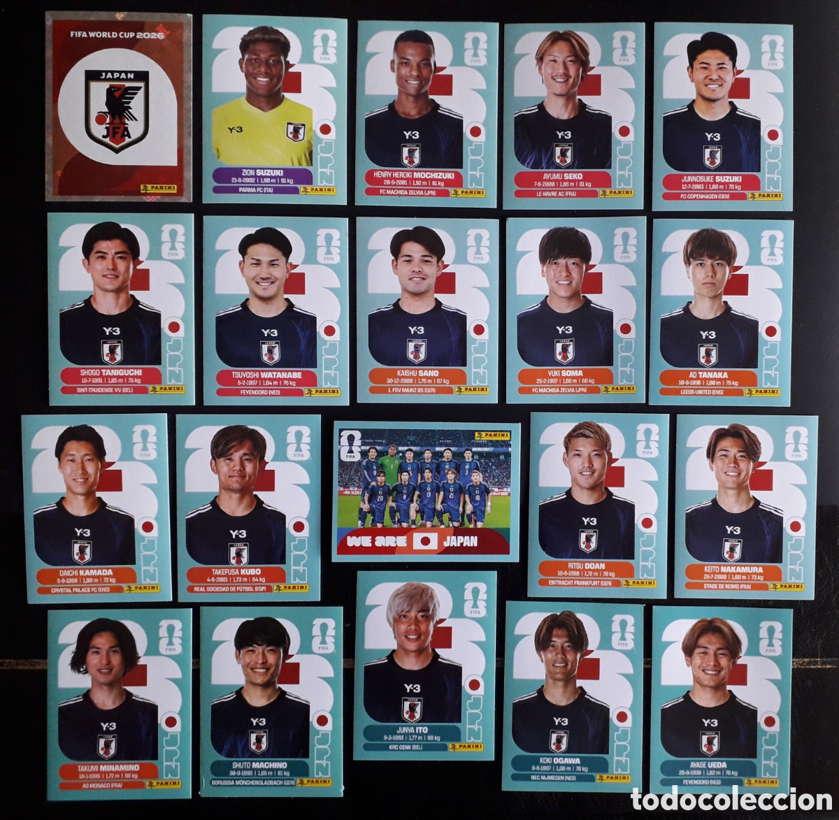 Cromos de f&uacute;tbol: 20 CROMOS JAP&Oacute;N, EQUIPO COMPLETO MUNDIAL F&Uacute;TBOL 2026 FIFA WORLD CUP PANINI SIN PEGAR