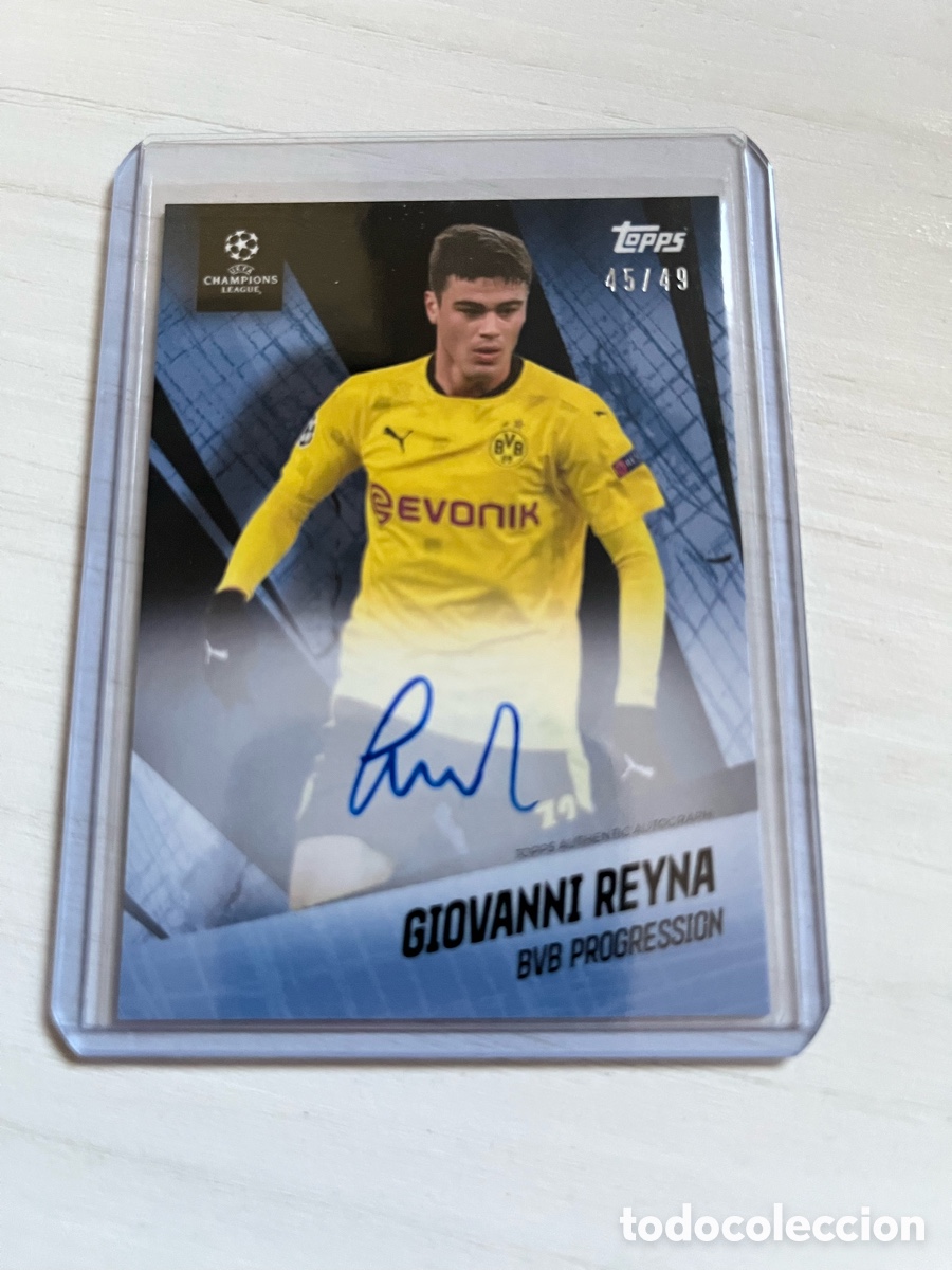 Cartes &agrave; collectionner de Football: 2021 Giovanni Reyna Aut&oacute;grafo on Card Dortmund blue 49 topps American Dream EEUU USA MUNDIAL