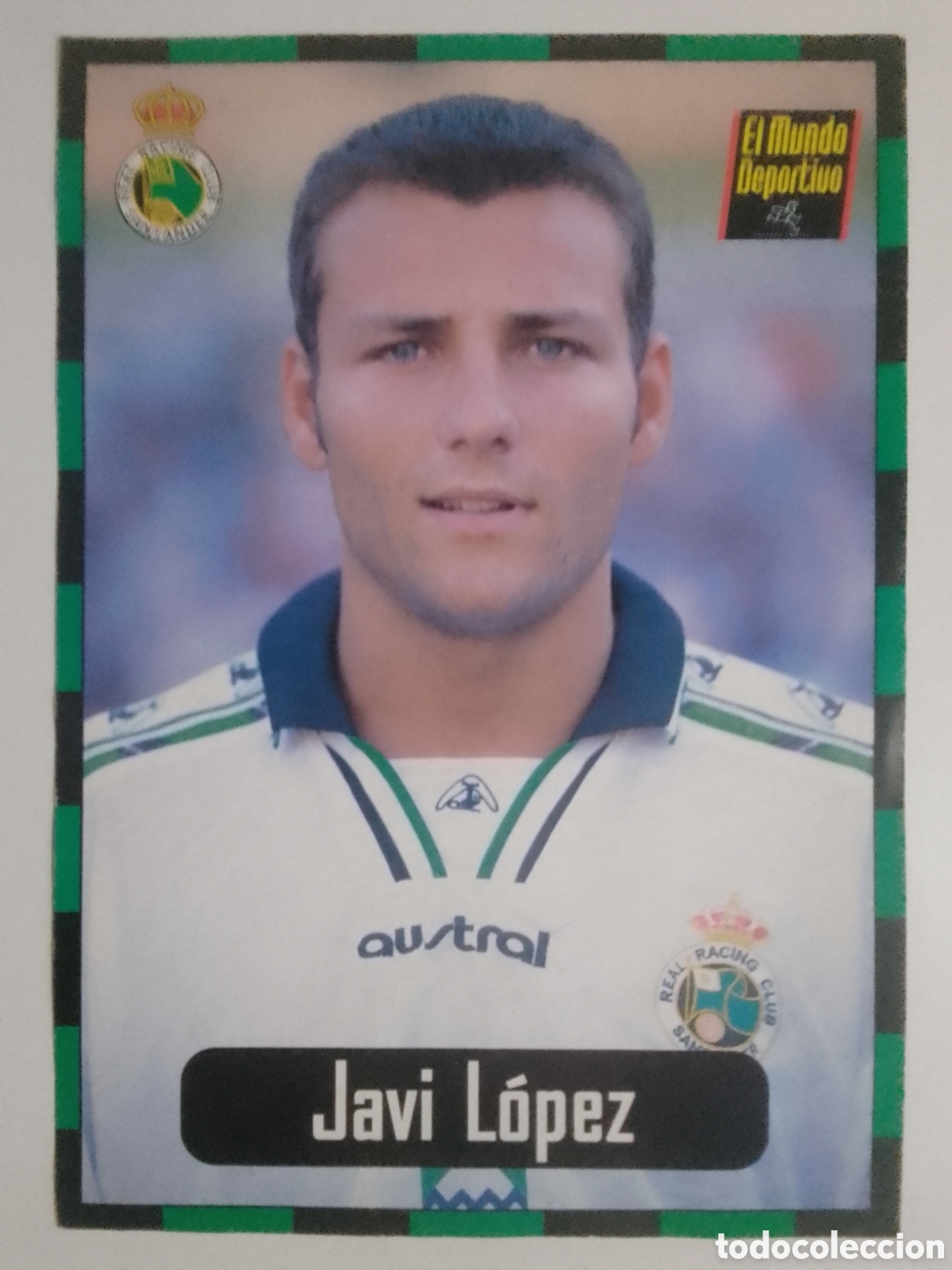 Cromos de f&uacute;tbol: Lamina El Mundo Deportivo Colecci&oacute;n Racing n&deg; 6 Javi L&oacute;pez.