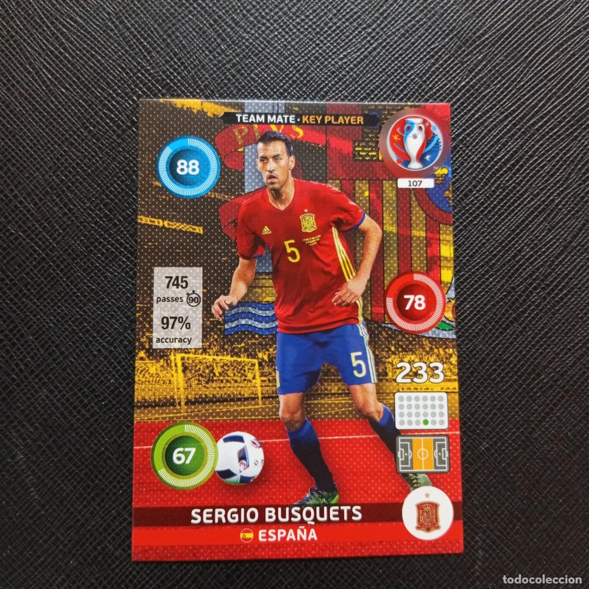 Cromos de f&uacute;tbol: SERGIO BUSQUETS ESPA&Ntilde;A PANINI ADRENALYN FRANCIA EURO 2016 FUTBOL EUROCOPA 16 - A58 PG496