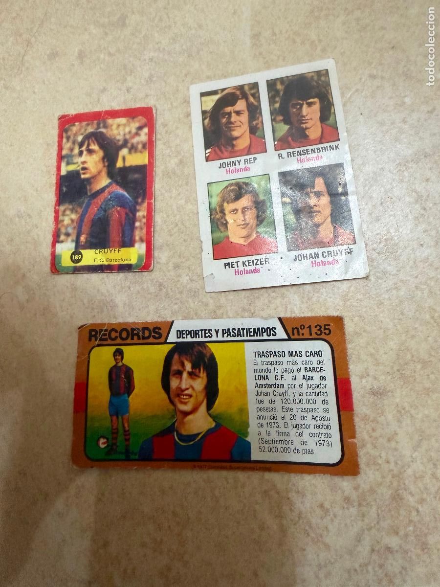 Football Stickers: Lote de tres cromos Johan Cruyff
