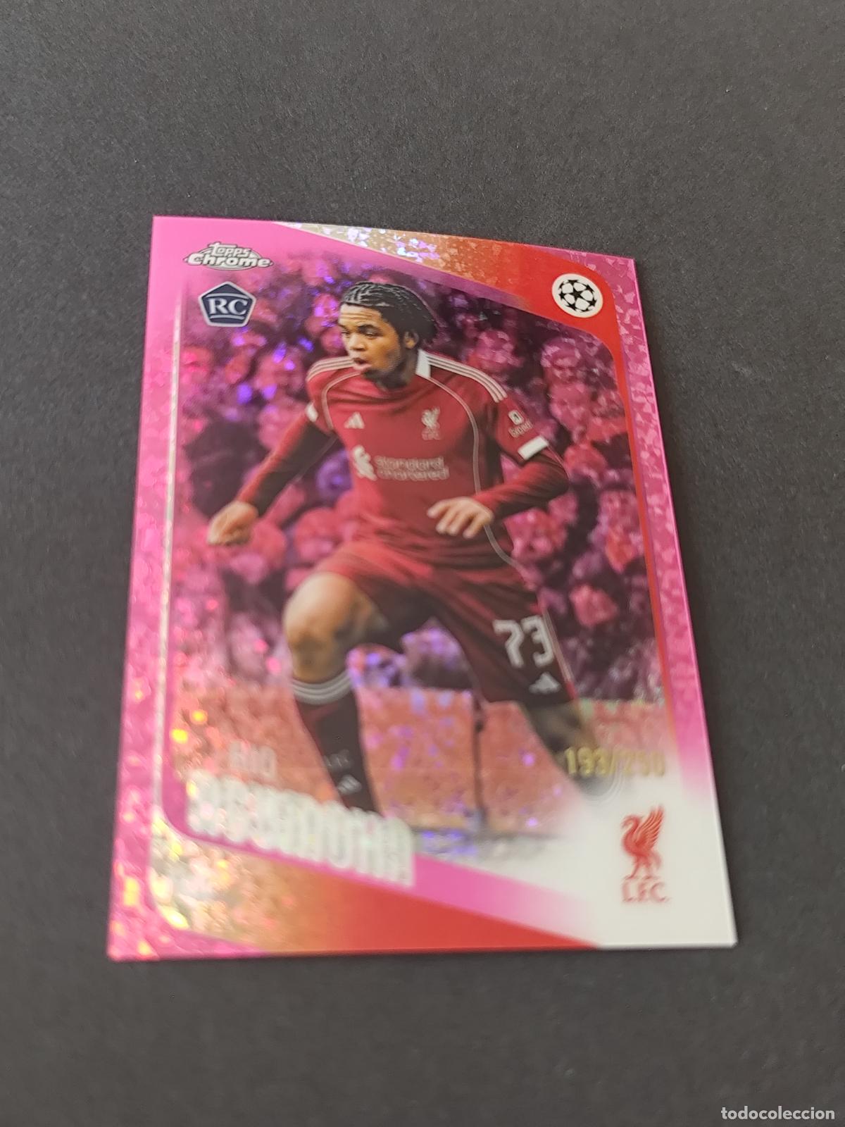 Cromos de f&uacute;tbol: 191 RIO NGUMOHA LIVERPOOL RC PARALELA X-FRACTOR ROSA NUMERADA /250 TOPPS UCC CHROME 2025 2026 25 26