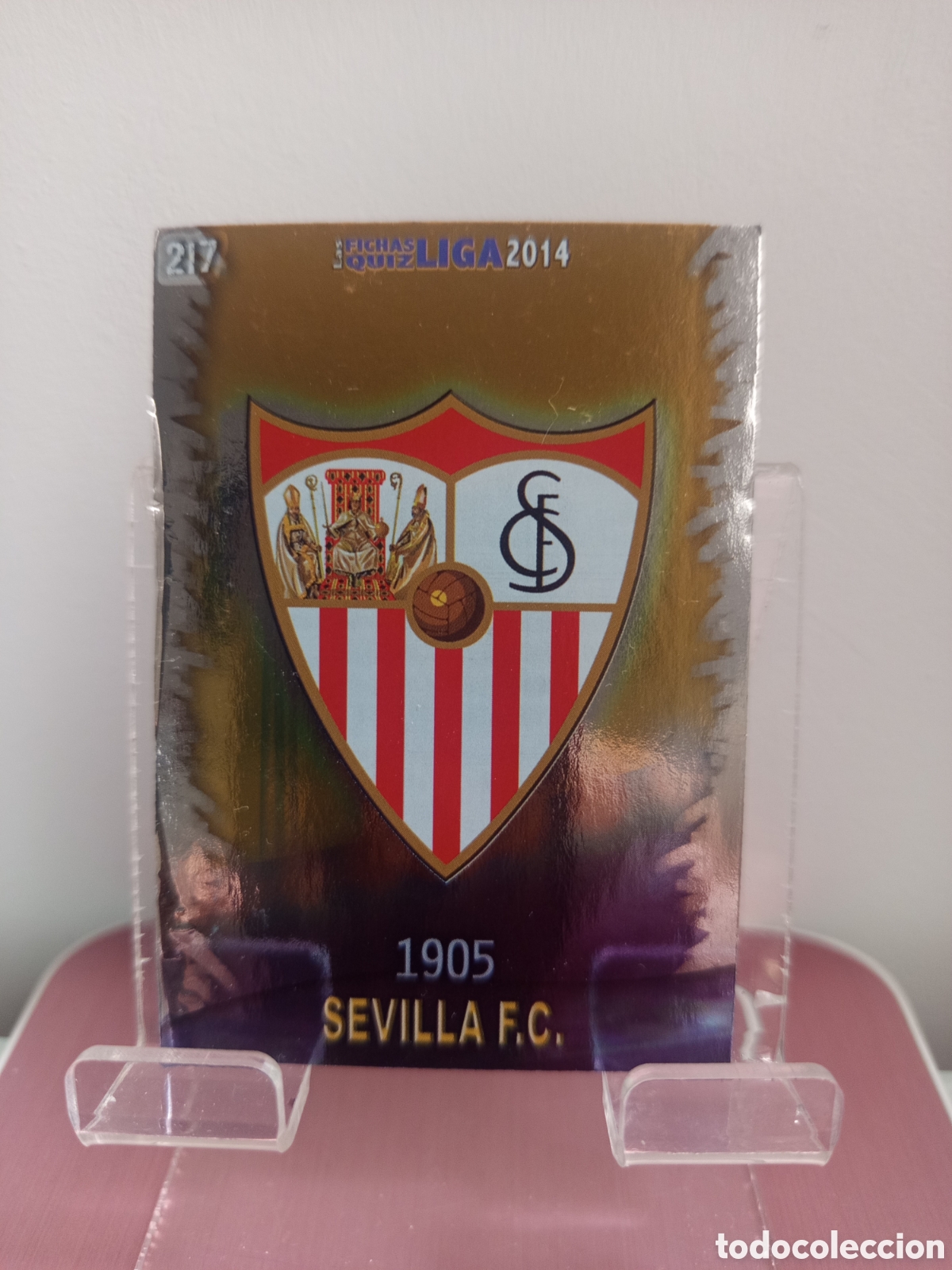 Cromos de f&uacute;tbol: ❇️ CROMO ⚽ ESCUDO SEVILLA 217 FICHAS LIGA QUIZ GAME 2014 13 14 2013 2014 MUNDICROMO ❇️
