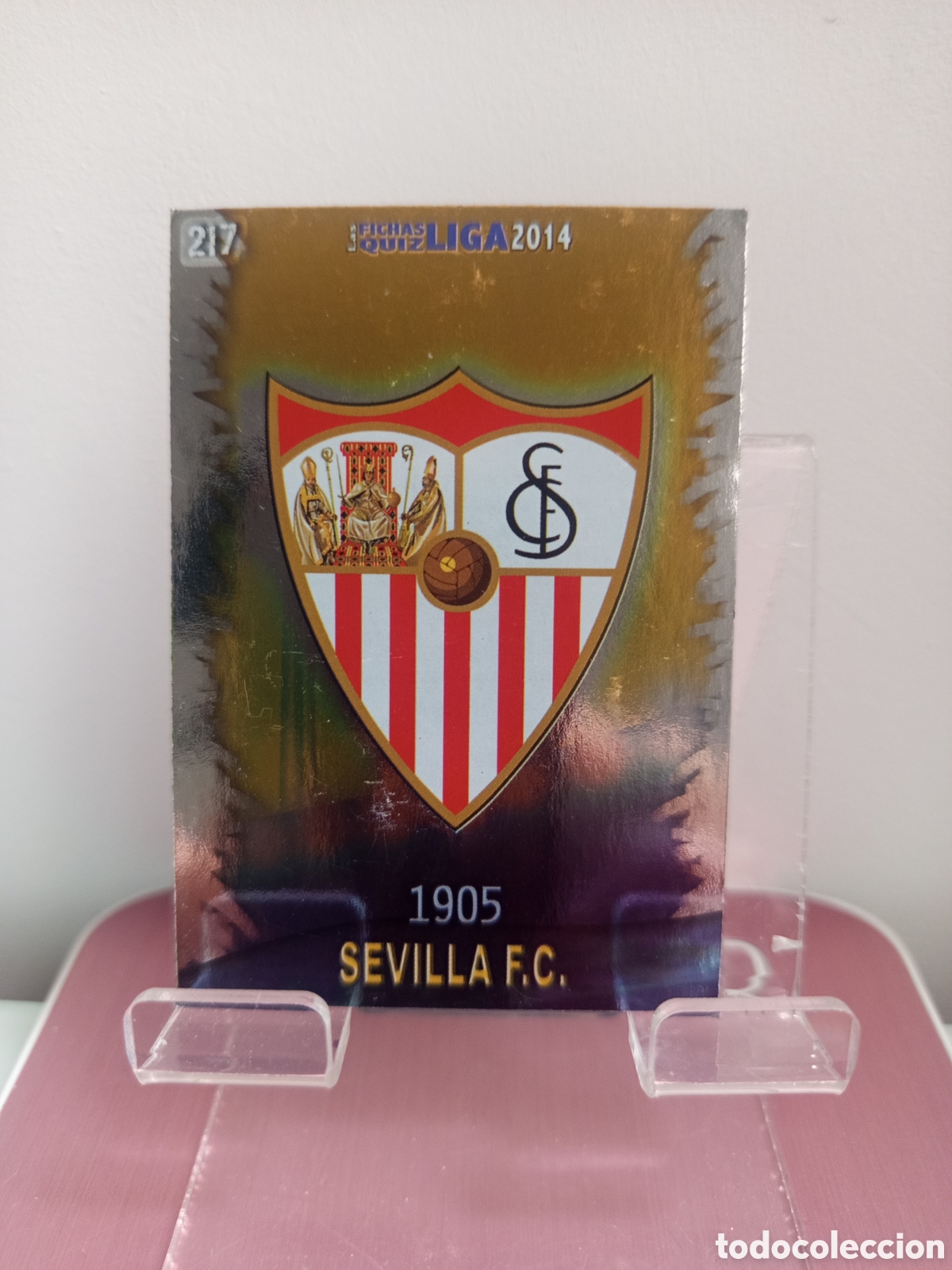 Cromos de f&uacute;tbol: ❇️ CROMO ⚽ ESCUDO SEVILLA 217 FICHAS LIGA QUIZ GAME 2014 13 14 2013 2014 MUNDICROMO ❇️
