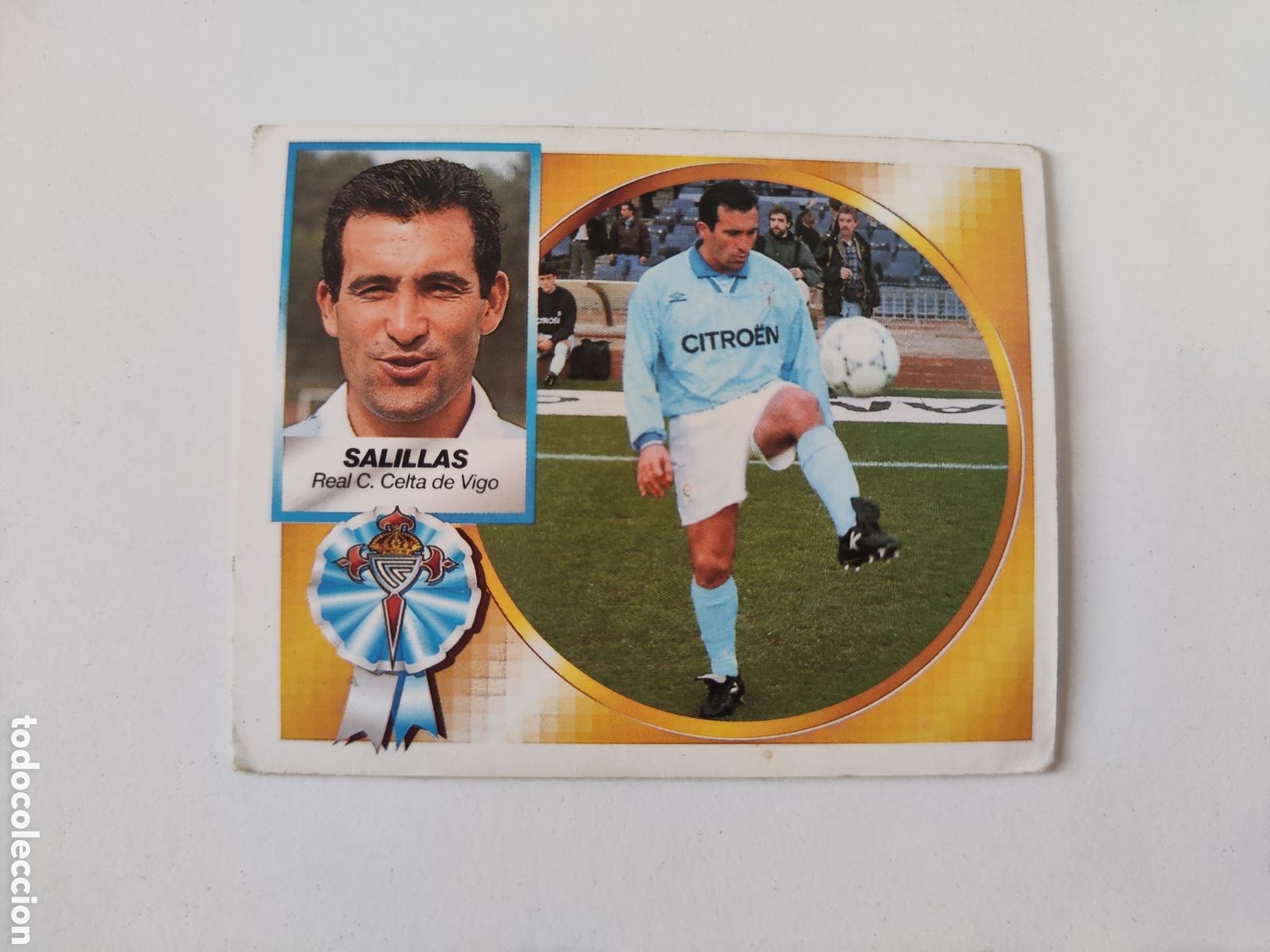 Cromos de f&uacute;tbol: Este 94 95 con p&eacute;rdida de papel en trasera Celta Salillas baja